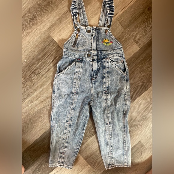 Joxeux Gamins x Happy Kids Acid Wash Overalls Denim Unisex 4T Vintage - Picture 1 of 10